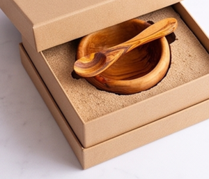 Élégante coupelle à sel et sucre en bois faite à la main avec cuillère, outil durable pour herbes et épices, design rond en bois naturel - Product Image 6