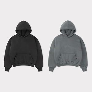 เสื้อฮู้ดผู้ชายทรงโอเวอร์ไซส์ สีพื้น สวมใส่สบายๆ สำหรับฤดูใบไม้ร่วง แขนยาว ผ้าถัก 100% คอตตอน เฟรนช์เทอร์รี่ รุ่น 2027 - Product Image 2