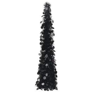 Sapin de Noël artificiel en PET noir, pliable, 4 pieds - Product Image 1