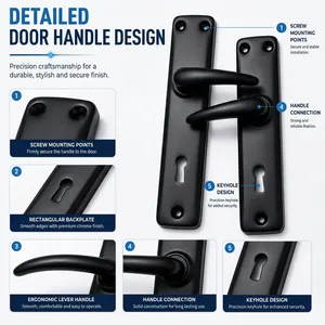 KELLTON Universal Stainless Steel Waterproof <b>Door</b> Handle <b>Lock</b> <b>Push</b> <b>Button</b> Modern Design Ambidextrous Bathroom Living Room - Product Image 4