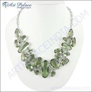 Venta caliente de moda limón cuarzo piedra preciosa plata collar fino colgante collares - Product Image 1