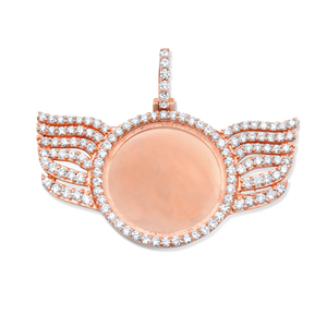D'VINS JEWELS Rose <b>Gold</b> Wing Pendant Diamond Pave Setting Round Brilliant Cut Unisex Luxury Charm Everyday Wear - Product Image 1