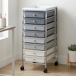 Meilleure vente sur eBay, fabricant de rangement ménager en gros de Taïwan, chariot de rangement à 8 tiroirs avec roulettes, cadre en acier chromé - Product Image 2