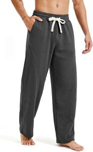 Pantalon de survêtement ample en molleton de coton pour homme, coupe droite, avec cordon de serrage et poches, idéal pour la détente et le sport - Product Image 4