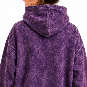 Custom Women Acid Wash Pullover Hoodie Premium Cotton Fleece Terry Streetwear Regular Fit Wear Heavyweight Fabric For Men - Product Image 5