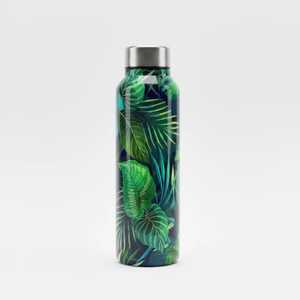 Tropical Green Leaf Print Stainless Steel Water Bottle <b>Insulated</b> Vacuum <b>Flask</b> Double Wall Sports Travel Gym Hydration Drinkware - Product Image 1