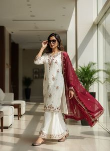 Conjunto de Kurti y Plazzo de Diseñador para Mujer, Conjunto de Kurta Bordado con Dupatta, Ropa Étnica Festiva para Bodas y Fiestas - Product Image 6