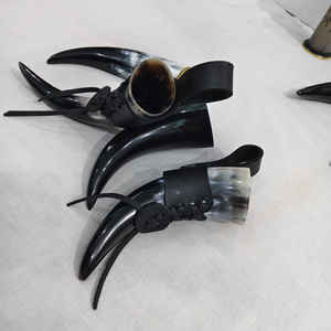 Corne à boire OX de haute qualité 100% authentique avec support, style médiéval, cadeau, corne courte blanche polie au prix le plus bas - Product Image 5