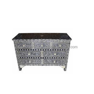Best Polished Study <b>Living</b> <b>Room</b> <b>Storage</b> Bone Inlay <b>Table</b> <b>with</b> 6 Drawers Customized Size for Low Price - Product Image 3
