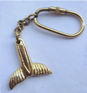 Brass Whale Tail Keychain Nautical Metal Key <b>Ring</b> with Carabiner <b>Clip</b> Marine-Themed Bag Key Accessory - Product Image 4