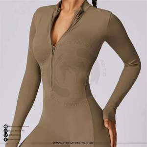 Custom Backless Yoga Jumpsuit Breathable One Piece Fitness Bodysuit Front Zip Workout <b>Romper</b> Naked Feel Winter Sports Wear - Product Image 3