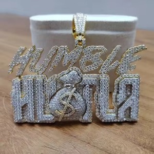Personalized Custom Latter Pendant Iced Out VVS Moissanite Pendant 925 <b>Silver</b> Gold Plated Pendant Dollar Sign Money Bag Pendant - Product Image 1