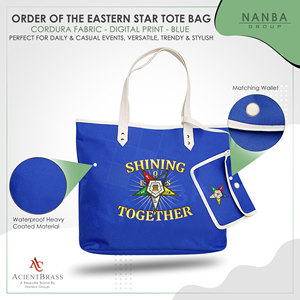กระเป๋าช้อปปิ้งสีน้ำเงินลาย Blue OES Shining Together Order of the Eastern Star Journal แบบสั่งทำพิเศษ - Product Image 3