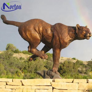 Gran decoración <span class=keywords><strong>de</strong></span> jardín al aire libre tamaño real fundición latón guepardo Metal arte Animal estatuas bronce corriendo Pantera escultura - Product Image 5