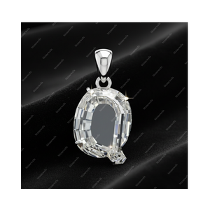 Pendentif solitaire en argent sterling 925 plaqué or avec lettre initiale Q en diamant de laboratoire certifié GIA IGI DEF VVS VS, cadeau pour lui ou elle - Product Image 1