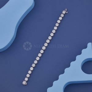 Bracelet jonc en or massif 10K 14K 18K à taille ronde, or blanc de laboratoire, avec diamants fins, pour femme, en vente, export - Product Image 4