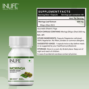 Meilleures ventes 500mg d'extrait de feuille de Moringa, supplément de 60 gélules végétariennes, vitamines d'établissement certifiées GMP pour adultes - Product Image 2