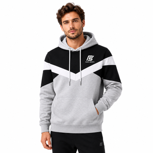 Sudadera Deportiva Personalizada con Bloques de Color en Forma de V para Hombre, Sudadera con Capucha de Alta Calidad para Gimnasio y Fitness, Ropa Deportiva Informal - Product Image 3