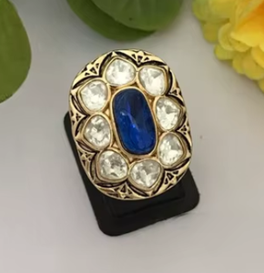Classic High Quality Gold Plated Real Kundan <b>Adjustable</b> Stylish <b>Ring</b> For Function And Wedding Wear Collection For Women - Product Image 2