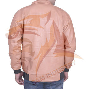 Veste en cuir légère décontractée de haute qualité avec logo personnalisé, fermeture éclair, col rabattable, veste en cuir d'hiver chaude - Product Image 3