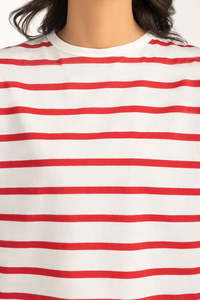 Nuevo Diseño, Camisetas de Manga Corta para Mujer, de la Mejor Calidad, Clásicas con Rayas Rojas, Transpirables y Cómodas, MOQ Bajo, Ropa Urbana para Generación Z - Product Image 4