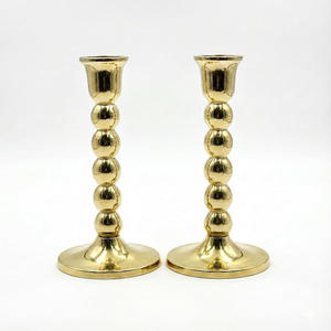 Aluminum Casted Gold Plated Candle Holder Set of 2 <b>Dining</b> <b>Table</b> <b>Centrepiece</b>, Aesthetic Christmas Decoration Candlestick Holder - Product Image 2
