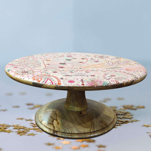 Elegant Wooden Cake Stand with Enamel Printing for Decorative Display and <b>Party</b> Serving of Cupcakes <b>Sweets</b> - Product Image 5