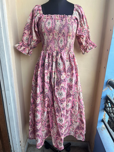 เดรสยาวพิมพ์ลายด้วยมือสไตล์อินเดีย ผ้าฝ้ายคอตตอน คอเหลี่ยม แขนยาว ปักลายดอกไม้ สำหรับผู้หญิง - Product Image 2