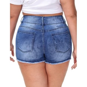 Shorts en jean bleu en coton pour femme, style vintage, peints à la main, délavés, taille mi-haute, coupe droite, pour tenue de soirée, style urbain, usage quotidien - Product Image 3