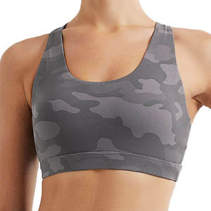 Sujetador deportivo de fitness para mujer al por mayor, transpirable, con soporte alto cruzado, acolchado, sin costuras, push-up, para yoga y entrenamiento. - Product Image 6