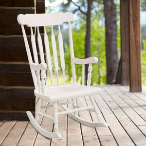 Fauteuil à bascule en bois massif pour jardin et terrasse, mobilier d'extérieur haut de gamme - Product Image 5