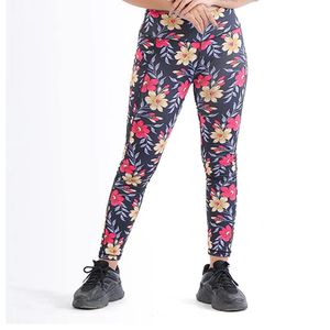 Leggings de yoga taille haute pour femme, imprimé floral, extensibles, pantalon de sport doux et ajusté, vêtements de sport - Product Image 1