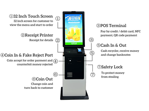 Phần mềm màn hình cảm ứng 32 inch tích hợp tiền mặt và thanh toán thẻ Hỗ trợ máy thanh toán tự phục vụ cho nhà hàng - Product Image 3