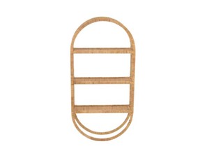 Étagère murale ovale à 3 niveaux en rotin, style bohème, en cannage naturel, avec cadre arqué, étagère décorative pour rangement domestique, chambre d'enfant - Product Image 1