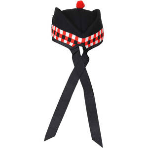 Chapeau écossais à carreaux - Chapeau Glengarry traditionnel en mélange de laine avec pompon rouge et nœud latéral, vente en gros personnalisée 2026 - Product Image 3