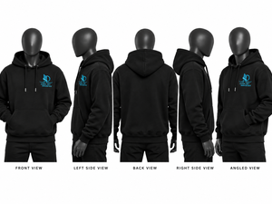 Sweat-shirt à capuche noir pour homme, couleur unie, logo sur le devant, poche, design décontracté, en molleton de coton, coupe classique, hiver, service OEM - Product Image 6