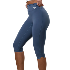 Legging de yoga capri bleu taille haute pour femme, fin, décontracté, sans couture, extensible, pour l'entraînement et la gym, avec effet ventre plat, vêtement de sport - Product Image 2