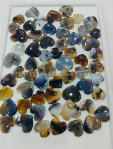 Venta al por mayor Lote de ágata de Montana natural en forma de corazón cabujón facetado blanco y azul piedras preciosas sueltas fabricación de joyas de vidrio de corte elegante - Product Image 5