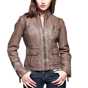 Hexa Pro Gear Women's Leather Jackets - Heavy Zipper Motorcycle Biker Lambskin Leather Fashion Jacket For Girl Stylish Jackets