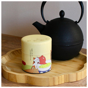Boîte à thé matcha verte en papier washi de qualité exceptionnelle, polyvalente, avec double couvercle et motif chat mignon - Product Image 5