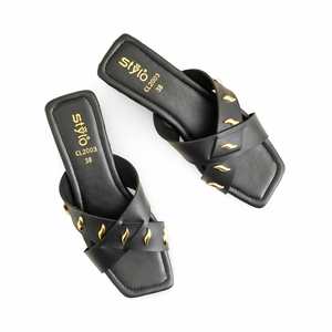 Sandales à talons décontractées noires pour femmes, style à enfiler CL2003 - Product Image 1