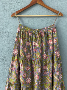 Jupe en coton imprimée à la main, jupe traditionnelle à l'impression en bloc, jupe d'été imprimée pour femmes, cadeau pour elle - Product Image 3