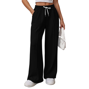 Pantalones cargo de mujer de corte regular, pantalones de chándal acampanados lisos para mujer, venta al por mayor, personalizados, cómodos, de algodón de alto gramaje - Product Image 6