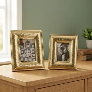 Handcrafted Hammered Metal <b>Gold</b> Photo <b>Frame</b> Rectangular Tabletop Decorative Picture <b>Frame</b> Elegant Home Office Display Gift - Product Image 3