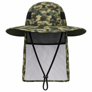 Factory Price Fishing Hat Wide Brim Sun Protection Boonie Hat Wholesale Neck Flap Safari <b>Cap</b> <b>Camo</b> Pattern Custom Outdoor <b>Cap</b> - Product Image 1
