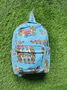 Tiger Print Handmade Quilted <b>Backpack</b> | Handmade Cotton <b>School</b> Bag | Floral Rucksack for <b>School</b>, College, Travel & Daily Use Bag - Product Image 6