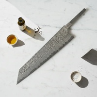 Lame de couteau de chef DIY en acier inoxydable pleine longueur de 9 pouces, modèle Ahmad Fabric Drop Point, avec manche en acier inoxydable pour cuisine