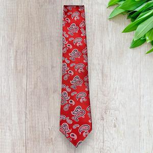 Cravate de luxe rouge à motif cachemire pour hommes |   Cravate de créateur tissée pour occasions formelles, mariages et soirées d'affaires |   Style de vêtements de luxe pour cadeaux, exportation - Product Image 2