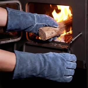 Gants de soudure en cuir de vachette de qualité supérieure, protection industrielle des mains, lutte contre les incendies, construction, barbecue - Product Image 6