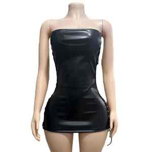 Robe de club en cuir PU sexy et élégante pour femmes, vente en gros, nouvelle collection, dentelle tendance, best-seller - Product Image 1